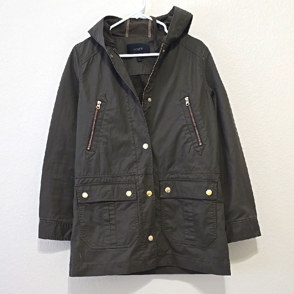J. Crew Women's Olive Hooded Jacket S